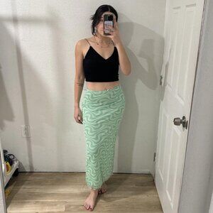 womens urban outfitters‎ Maxi Skirt Groovy Green Now Ruffles Size Small S